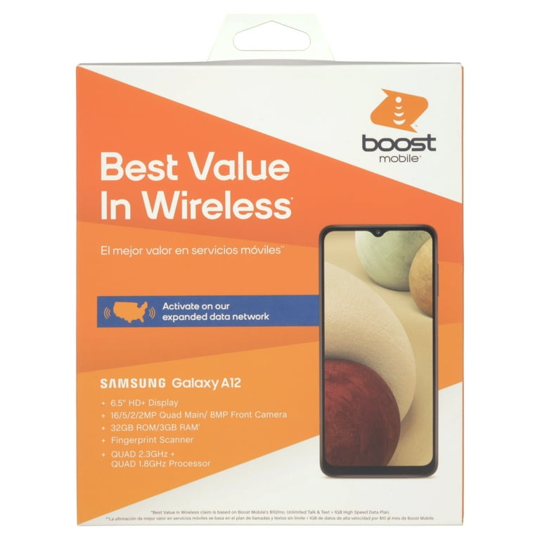 Boost Mobile Samsung A12 32GB Black - Prepaid Smartphone