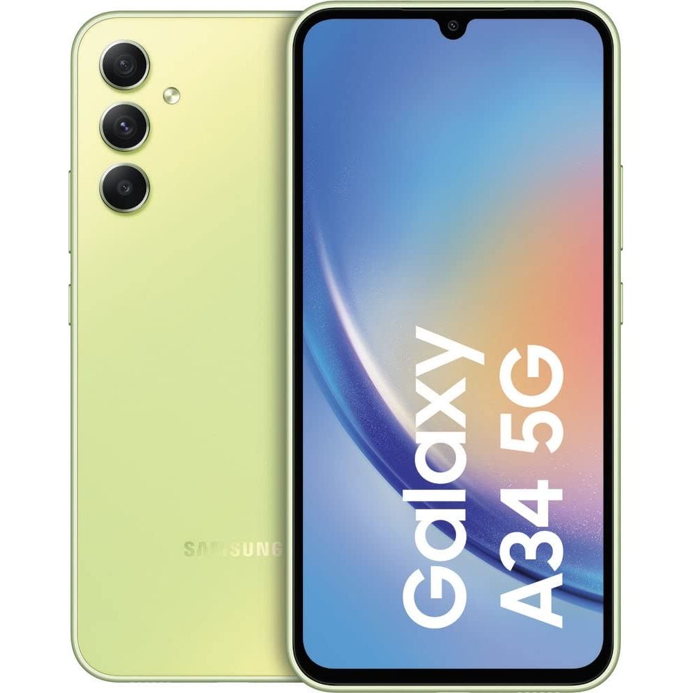 Samsung Galaxy A34 5G + 4G LTE (128GB + 6GB) Unlocked Worldwide (Only T-Mobile/Mint/Metro USA Market) 6.6" 120Hz 48MP Triple Camera + (25W Wall Charger) (Awesome Lime (SM-A346M))