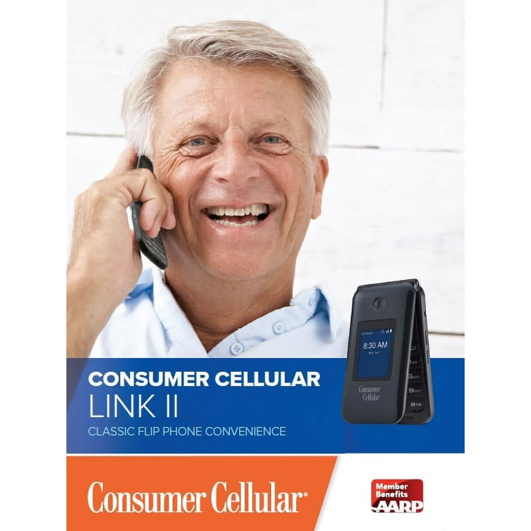 Consumer Cellular Postpaid Link Flip Phone (512MB) - Black