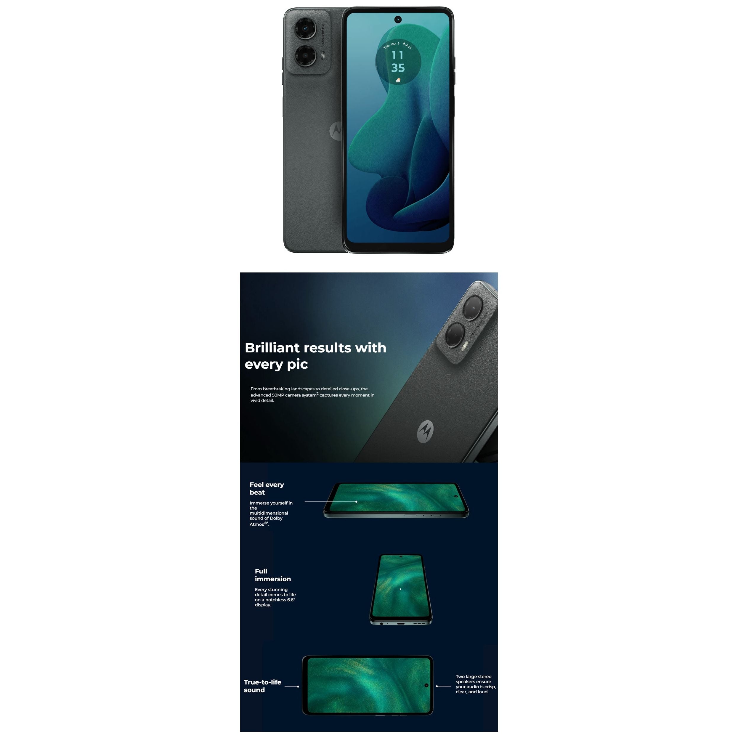 Tracfone | Motorola Moto g 5G 2024 | Locked |128GB | 5000mAh Battery | 50MP Camera | 6.6" Display | Gray