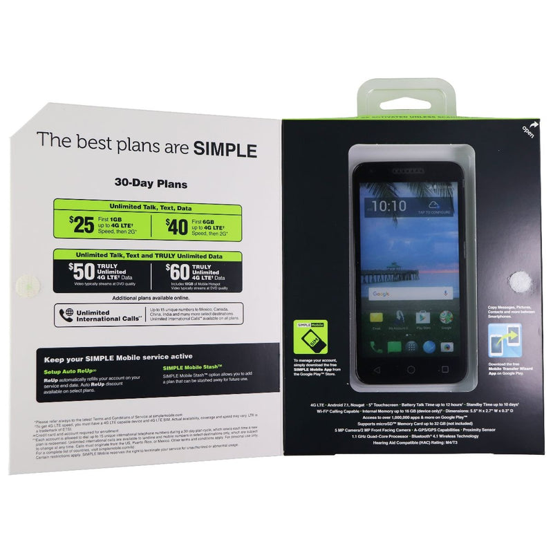 Simple Mobile - Raven A574BL with 16GB Memory Cell Phone - Black
